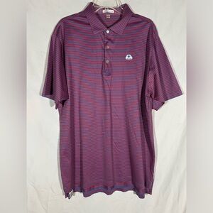 PETER MILLAR RED BLUE STRIPPED SHORT SLEEVE GOLF POLO LUXURY SHIRTS MENS XL